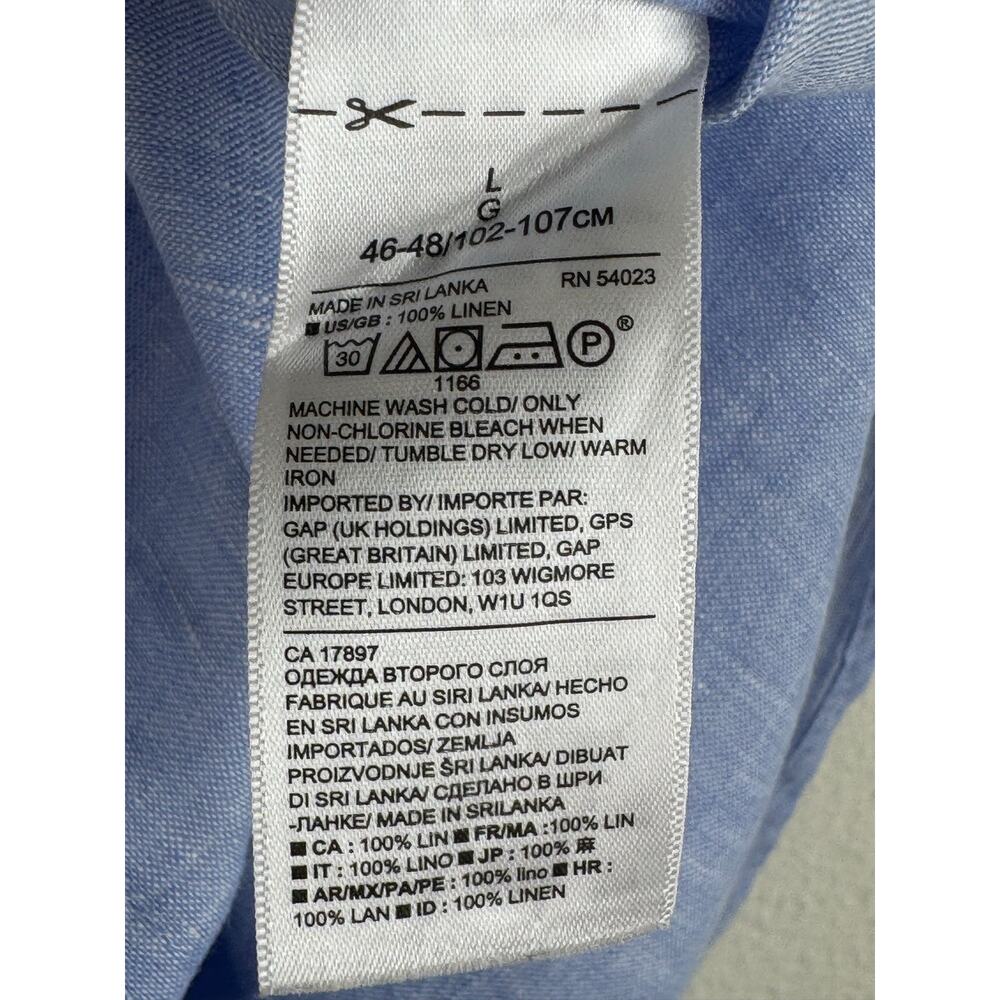 Banana Republic Camden Linen Shirt Chambray Blue Large Men’s - Picture 11 of 13